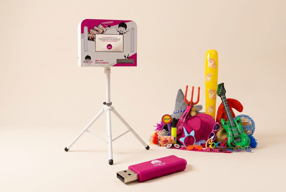 fexobox Lite: Fotobox mit Requisiten und USB-Stick, ohne Drucker