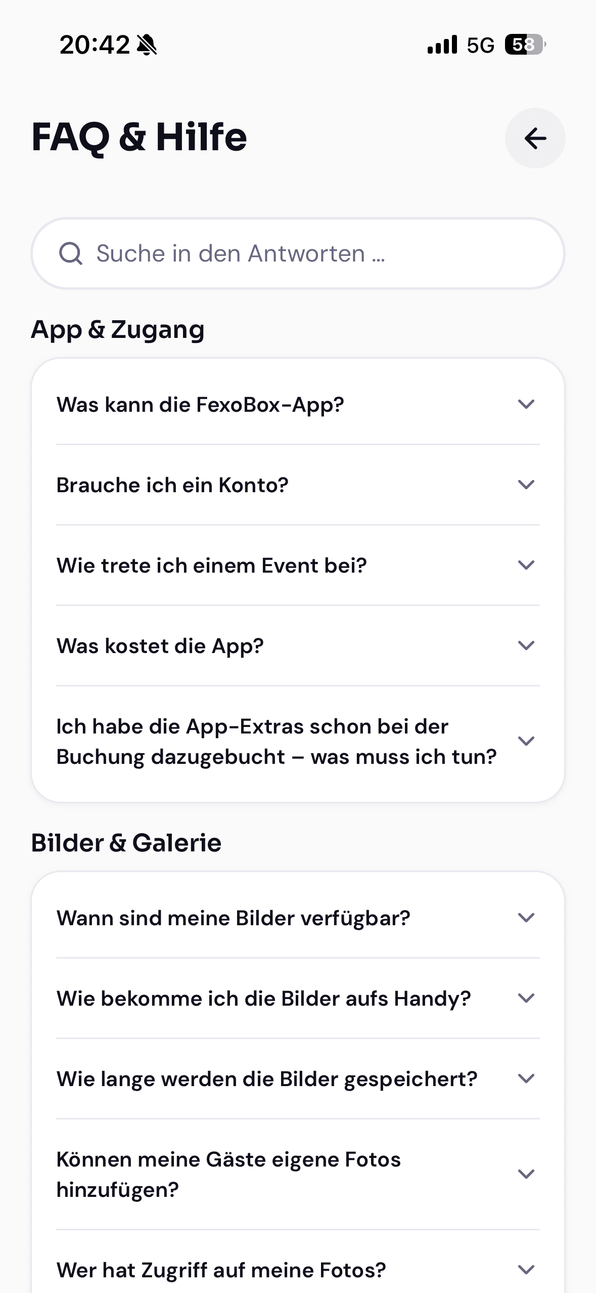 FAQ und Hilfe in der App