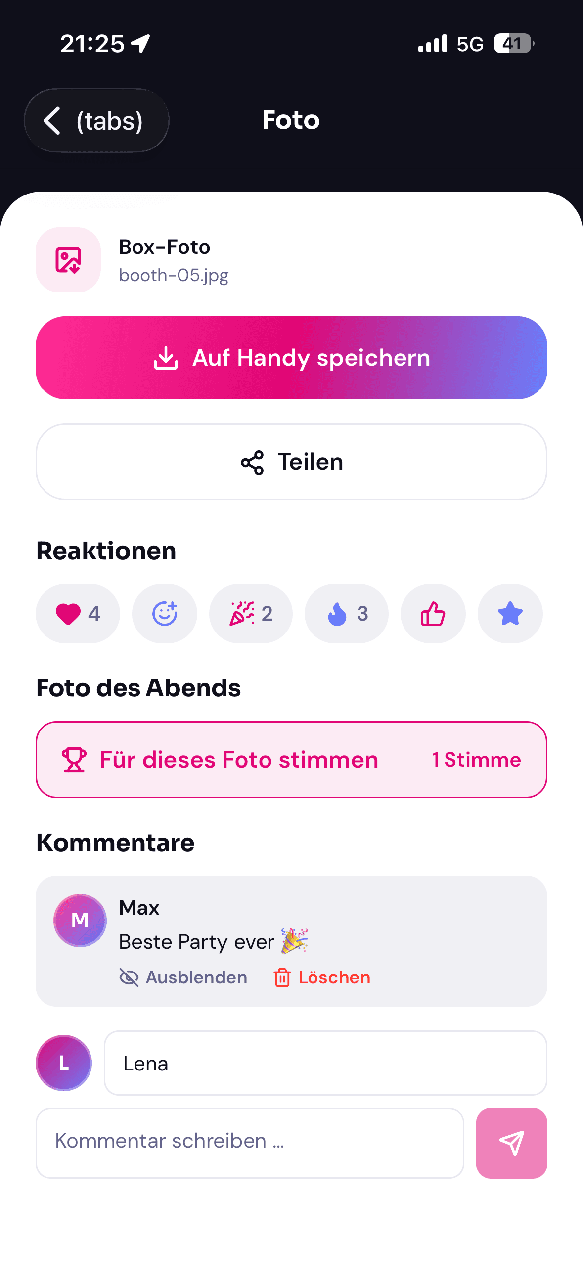 Reaktionen, Kommentare & Voting
