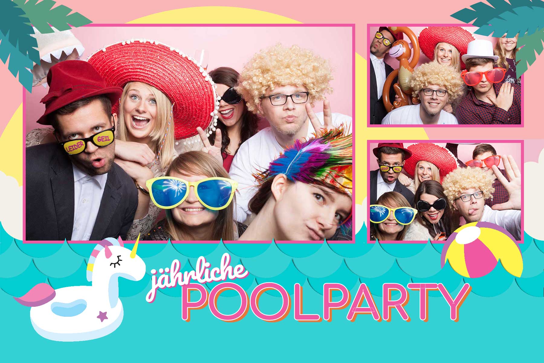 Fotobox Druckvorlage Poolparty